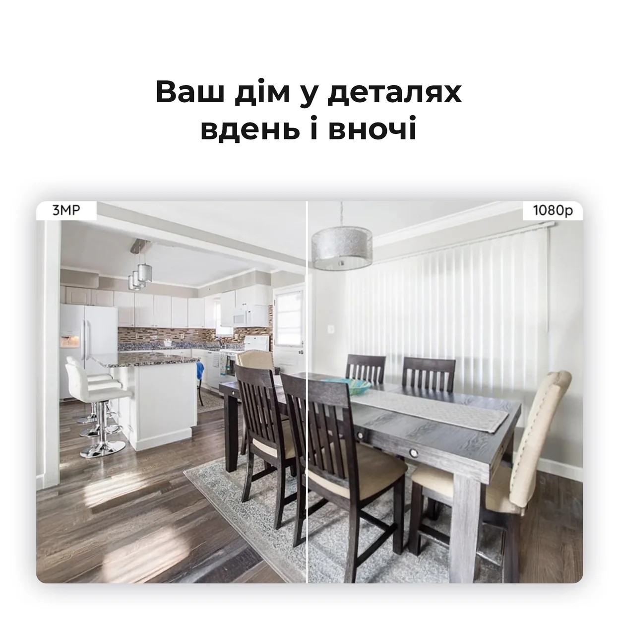 Сравнение качества изображения 3MP и 1080p в гостиной