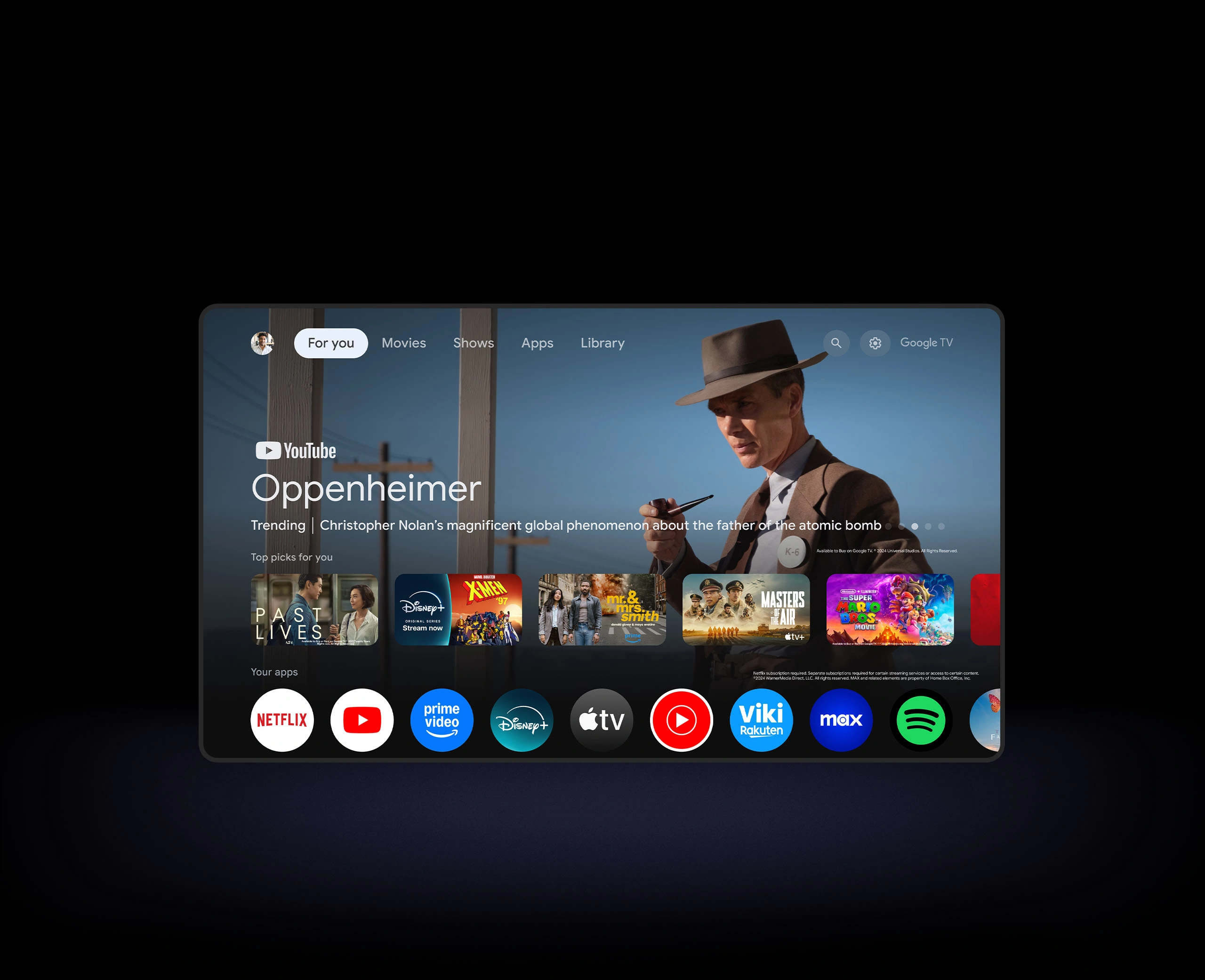 Интерфейс Google TV