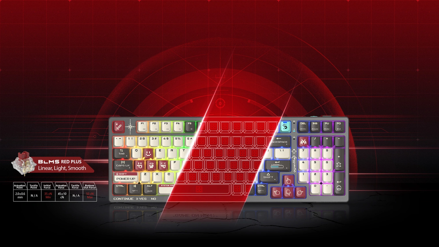 Беспроводная механическая игровая клавиатура A4Tech Bloody WS98 Pixels Red