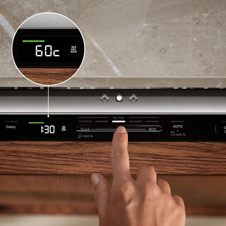 Дисплей QuickSelect посудомоечной машины Electrolux E62LB200T с выбором длительности цикла