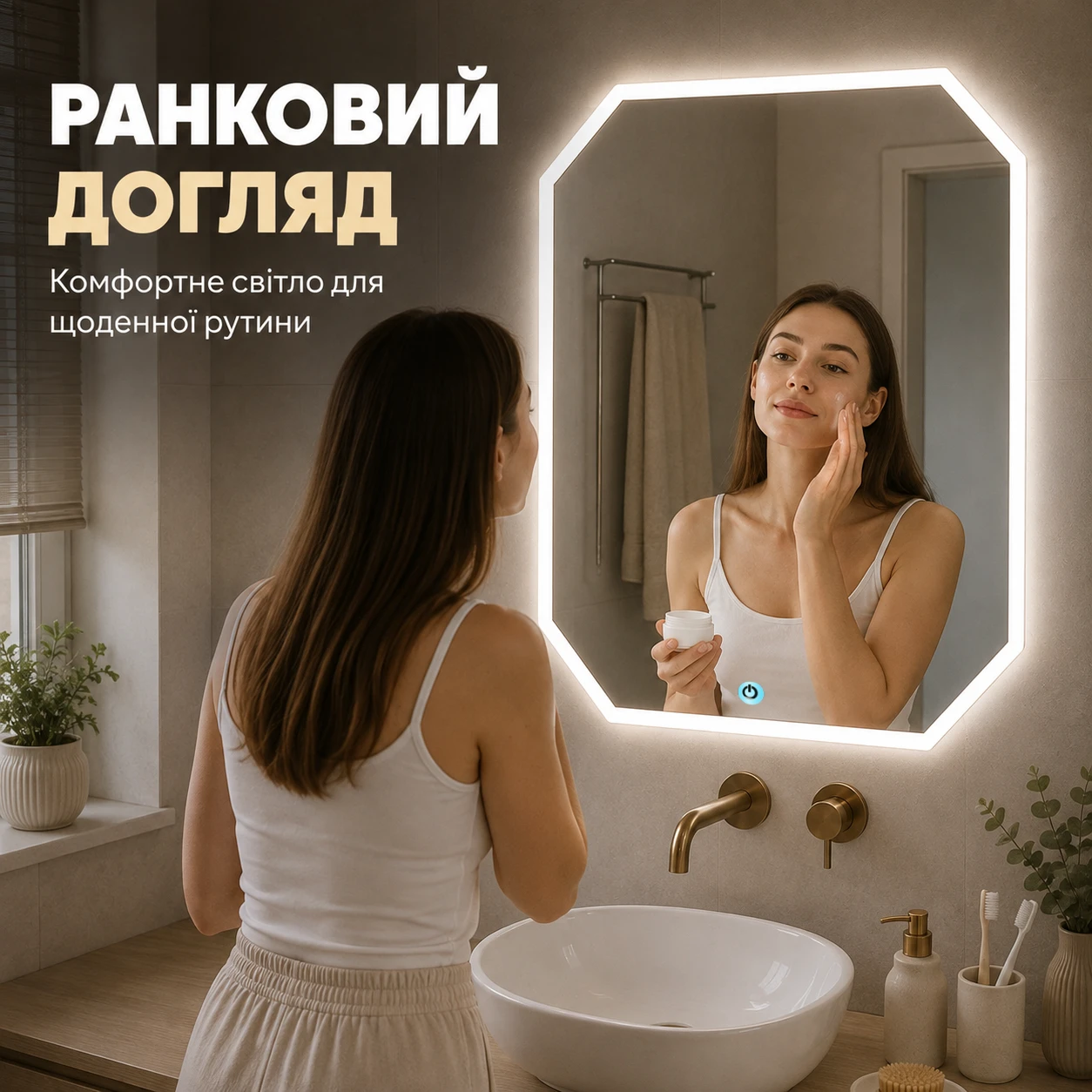 Комфортный утренний свет перед зеркалом