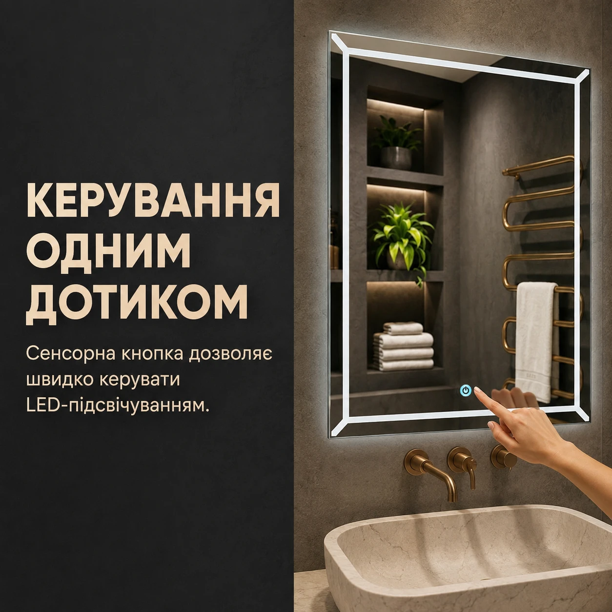 Сенсорное управление LED-подсветкой легким касанием кнопки на стекле
