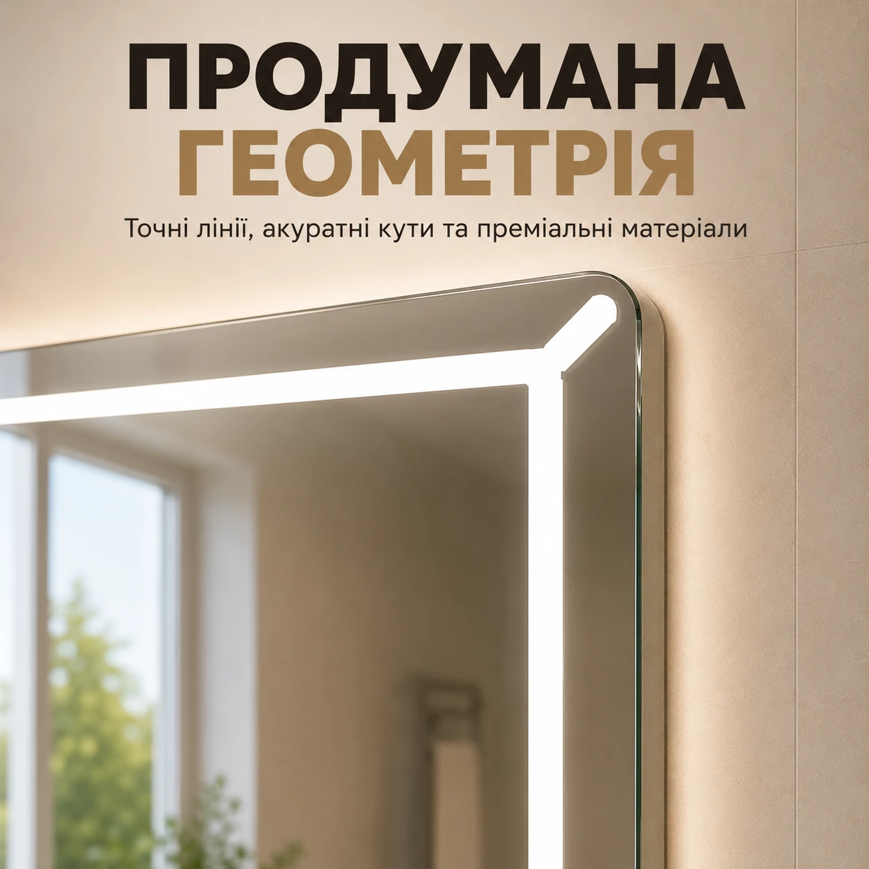 Лаконичная форма и аккуратные углы зеркала