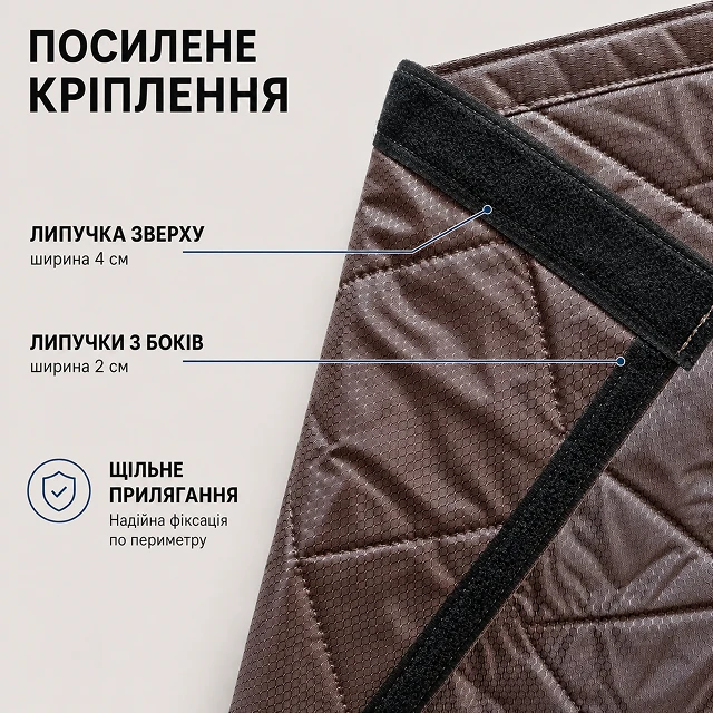 Посилена стрічка-липучка по периметру для надійної фіксації штори