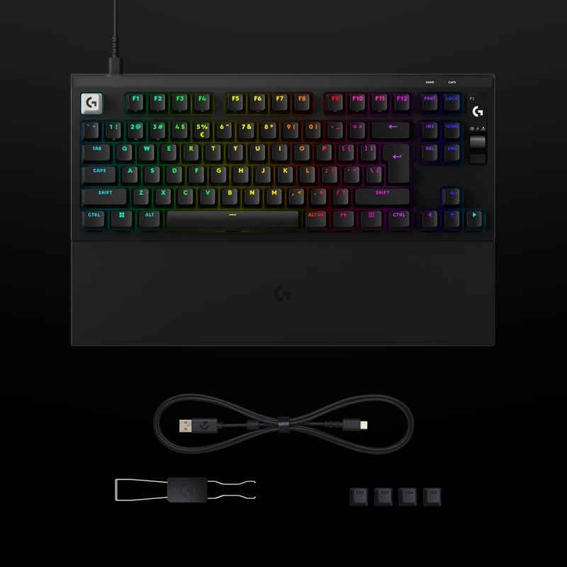 Клавіатура Logitech G PRO X2 RAPID із підставкою для долонь, кабелем USB-A — USB-C, знімачем і запасними ковпачками