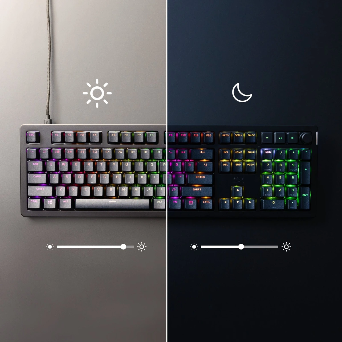 Повнорозмірна клавіатура HyperX Alloy Rise з RGB-підсвічуванням удень і вночі
