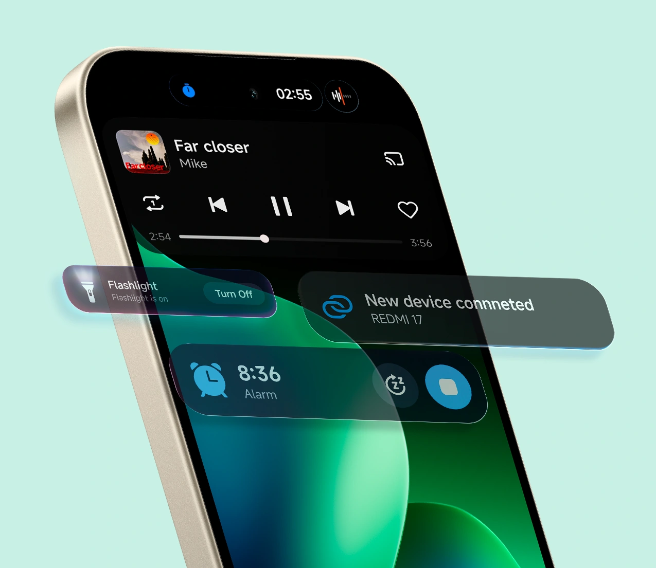 Інтерфейс Xiaomi HyperIsland на екрані смартфона