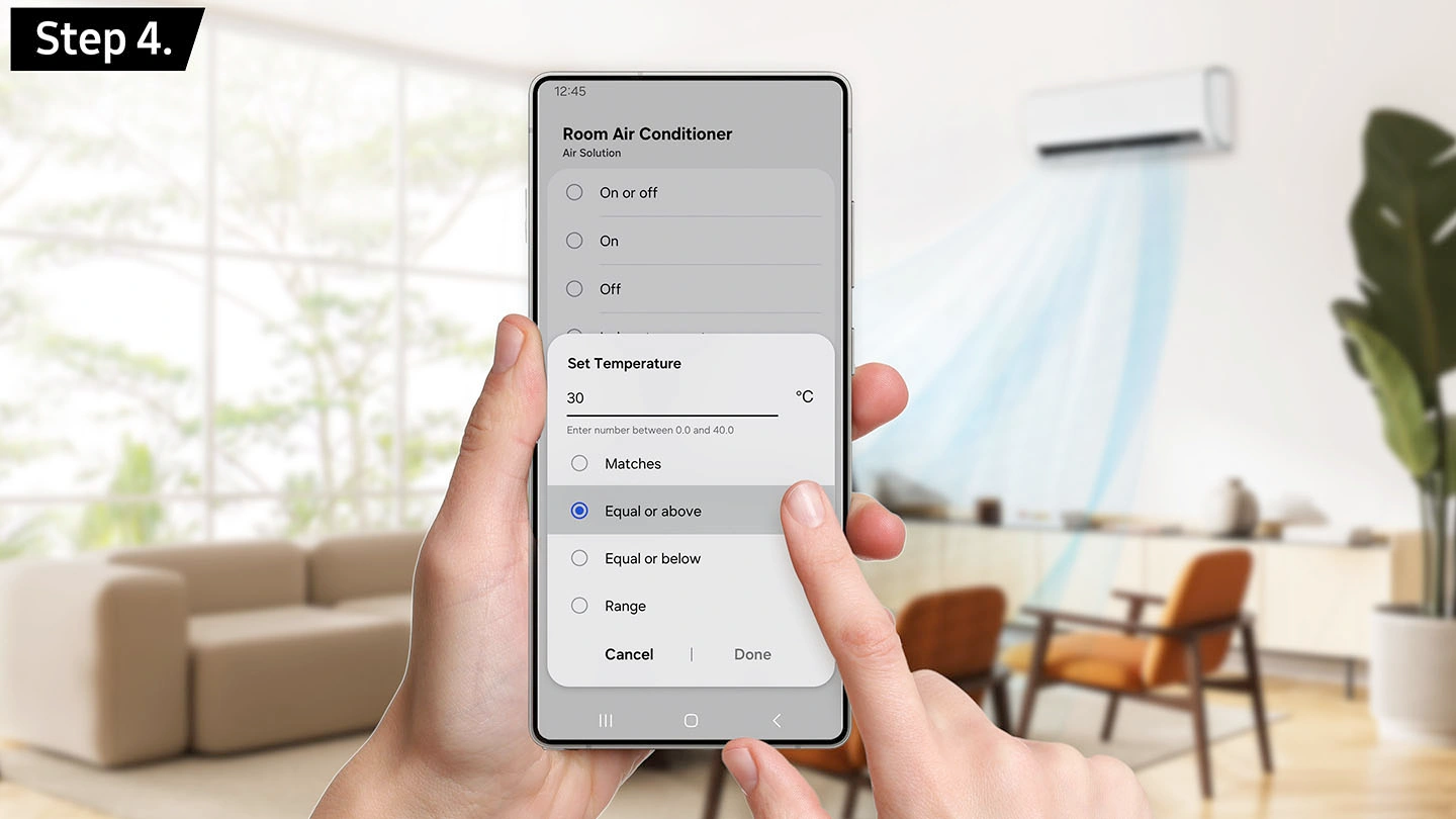 Налаштування сценарію кондиціонера в застосунку SmartThings, крок 4