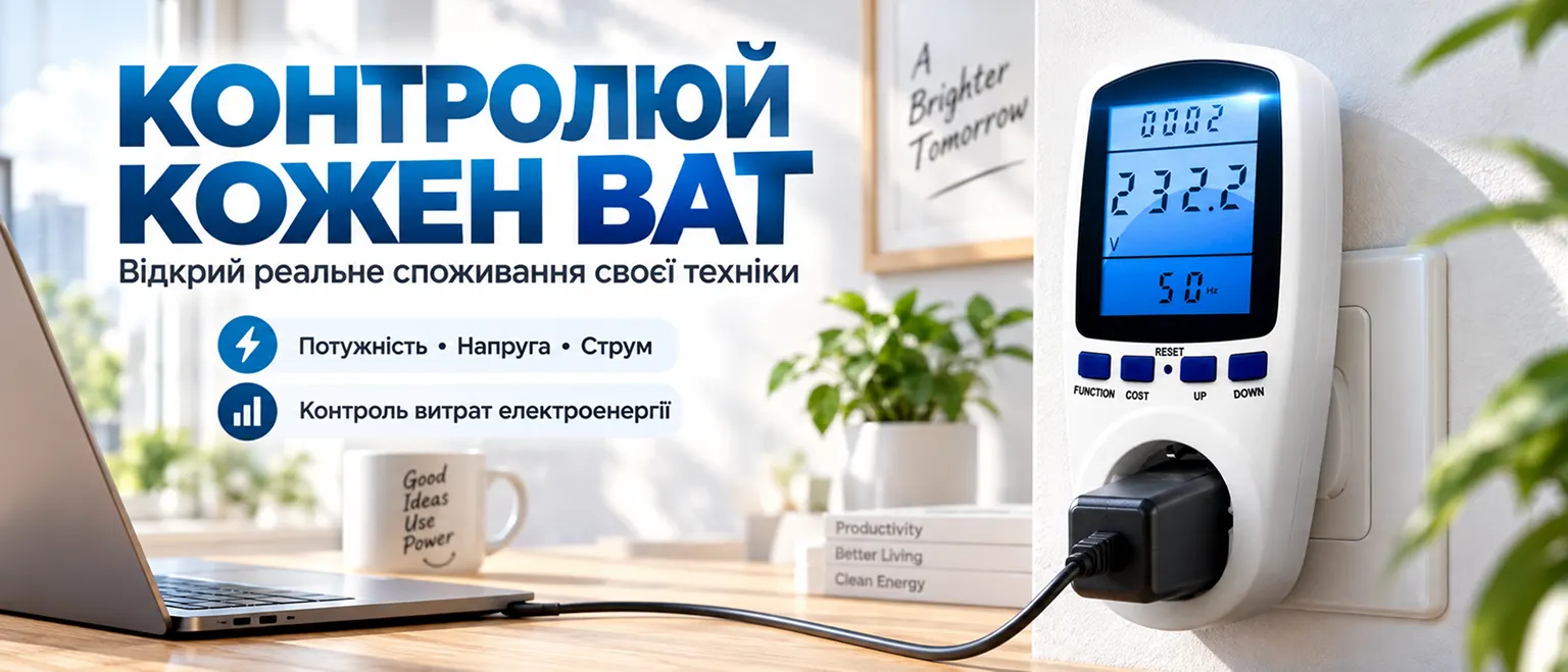 Багатофункціональний цифровий енергометр-ватметр CAT-II White Caterpillar