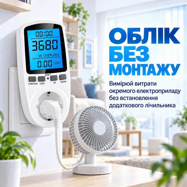 Облік споживання електроенергії окремого приладу без складного монтажу