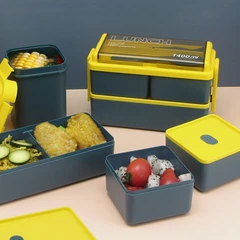 Ланч набор 2в1 с ланч боксом и ланч бэгом Bento Set сине-желтый