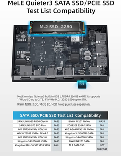 Мини ПК MeLE Quieter 3Q Intel Celeron N5105 RAM 8GB SSD