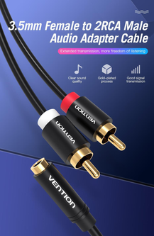 m＊maman Кабель Vention 2м 2RCA папа - 3.5мм minijack мама - Стерео