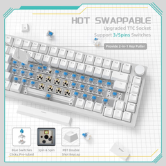 机　m*Hana* Ajazz Ak820 White игровая механическая клавиатура с Hot-Swap