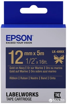 Картридж с лентой Epson LabelWorks LK4HKK 12 мм / 5 м Gold/Navy (C53S654002)