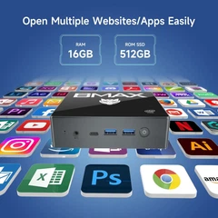 Мини ПК BMAX B4 Plus / Intel N100 / RAM 16GB / SSD 512GB / 2 x