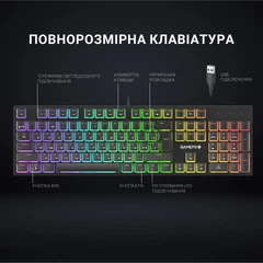 ケーナペルーPro. Клавіатура механічна дротова GamePro MK85R Red Switch 100% RGB USB