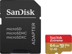 Карта памяти SanDisk Extreme microSDXC 64GB UHS-I U3 V30 +