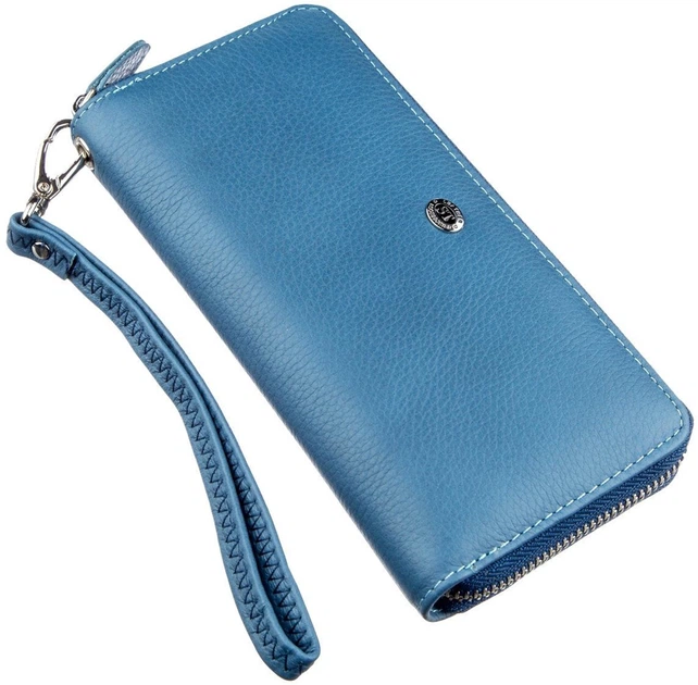 Кошелек женский кожаный ST Leather Accessories 18934 Голубой - Фото 1 Кошелек женский кожаный ST Leather Accessories 18934 Голубой - изображение 1