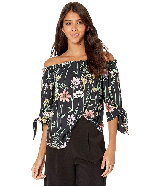 Блузка BCBGMAXAZRIA Strapless Sleeveless Woven Top Midnight/Botanical, M (10396715) 