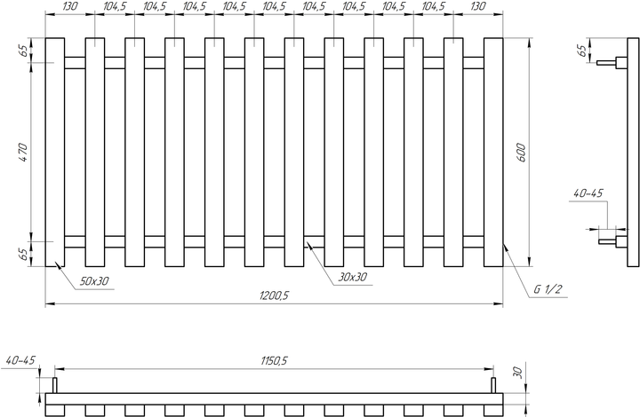 Genesis Aqua Радіатор опалення Genesis-Aqua Batteria 80x60 см (202001) - зображення 6