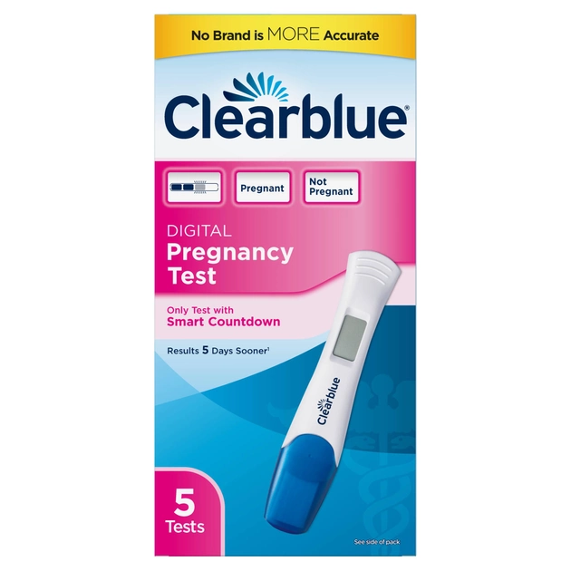 Цифровий тест на вагітність Clearblue із зворотним відліком, 5 шт. в упаковці - зображення 1