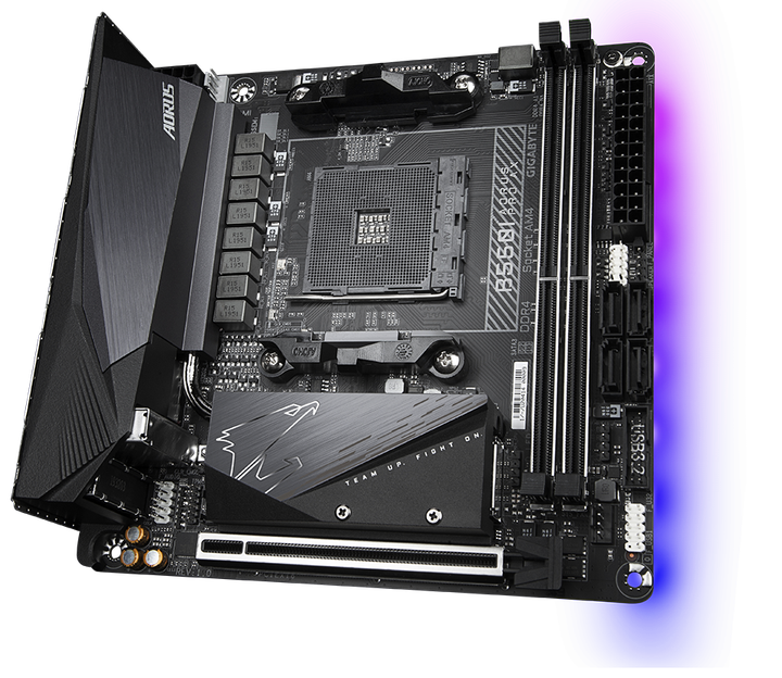 Płyta główna Gigabyte B550I Aorus Pro AX (sAM4, AMD B550, PCI-Ex16) - Zdjęcie 3 Płyta główna Gigabyte B550I Aorus Pro AX (sAM4, AMD B550, PCI-Ex16) - obraz 3
