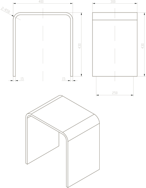Стул каменный Solid surface для ванной и душа VOLLE 18-40-003 - изображение 2