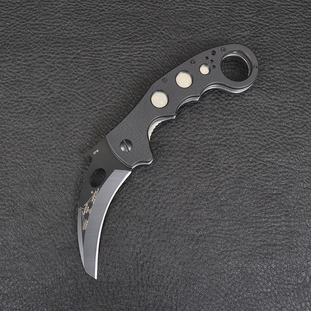 Ніж складаний керамбит Emerson Super Karambit (довжина: 20см, лезо: 9см) чорний, з шайбою emerson - зображення 2