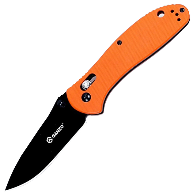 Нож складной Ganzo G7393 (длина: 205мм, лезвие: 87мм, черное), оранжевый - изображение 1