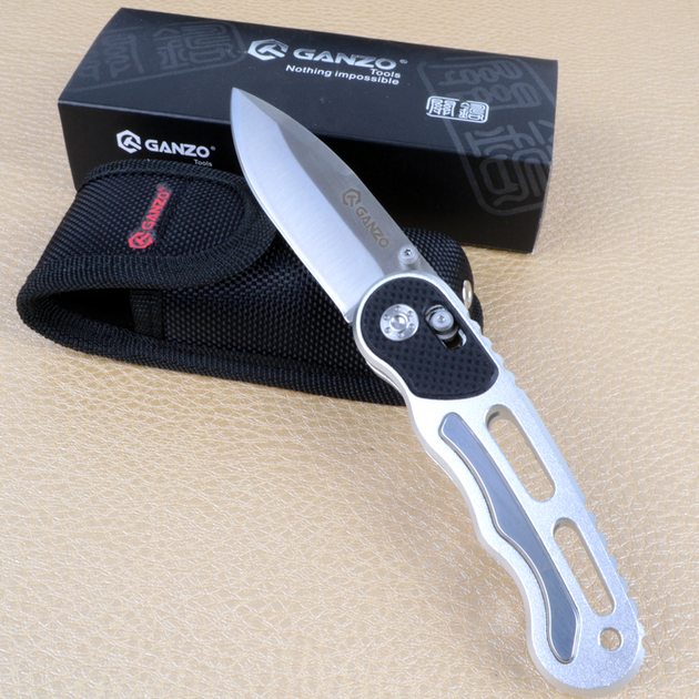 Нож складной Ganzo G718 (длина: 175мм, лезвие: 72мм), металлик - изображение 2