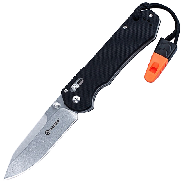 Нож складной Ganzo G7452-WS (длина: 210мм, лезвие: 90мм, сатин), черный - изображение 1