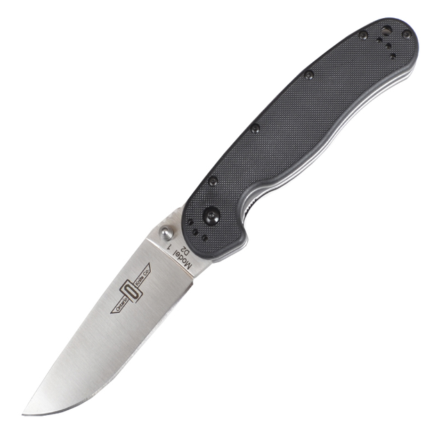 Нож складной Ontario RAT-1 D2 (длина: 216мм, лезвие: 89мм, сатин), черный 8867 - изображение 1