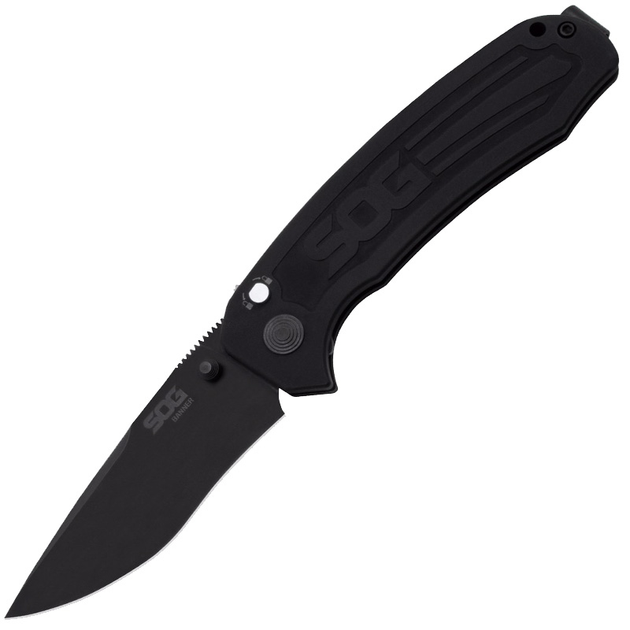 Нож выкидной SOG Strat Ops (длина: 194мм, лезвие: 85мм, черное), черный - изображение 1