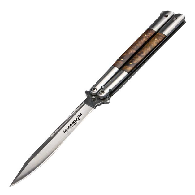 Нож бабочка, балисонг Boker Magnum Balisong Wood Large (длина: 225мм, лезвие: 125мм), дерево - изображение 1
