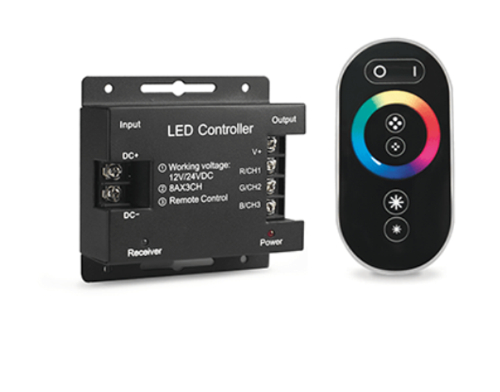 Контролер для RGB 288W 24А з сенсорним пультом управління кольором (чорний) - зображення 1