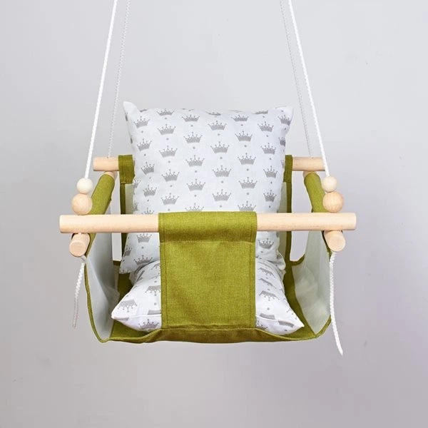 Тканевые подвесные качели Infancy Короны Зеленые - Фото 2 Тканевые подвесные качели Infancy Короны Зеленые - изображение 2