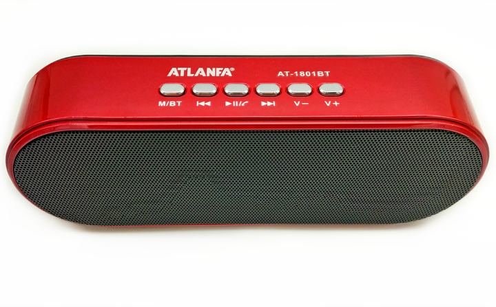 Портативная беспроводная Bluetooth колонка Atlanfa AT-1801BT Red с низкочастотной мембраной - изображение 1
