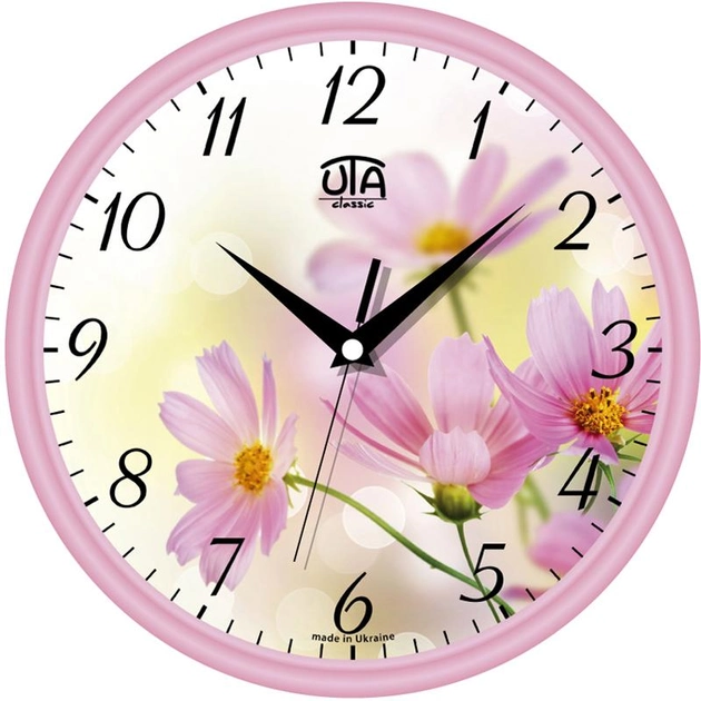 Акция на Настінний годинник UTA 01 L 17 рожеві ромашки от Rozetka