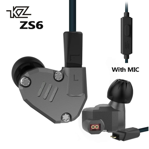 Гибридные Наушники KZ ZS6 HIFI 4 Драйвера Gray Купить В Интернет.