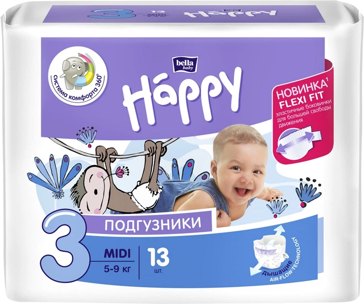 Подгузники детские Bella Baby Happy Midi 5-9 кг 13 шт