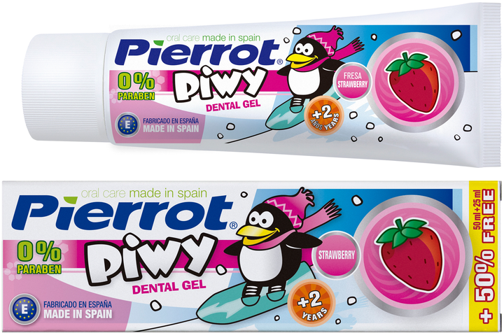 Зубний гель Pierrot Piwy з полуничним смаком Са + F 50 мл 54 (8411732105413) - зображення 1