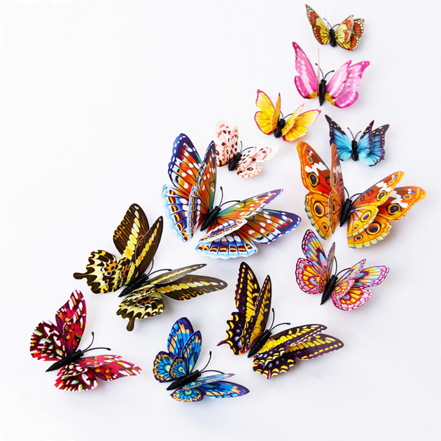 Наклейки для декора 3119 бабочки разноцветные
