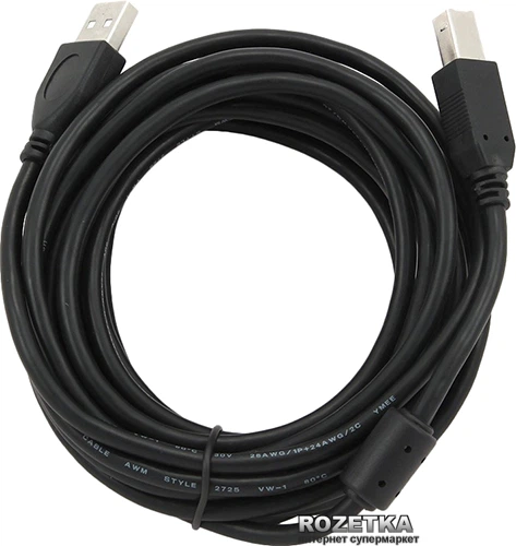 Кабель Cablexpert USB 2.0 AM - BM 4.5 м с ферритовым фильтром (CCF-USB2-AMBM-15) - изображение 2
