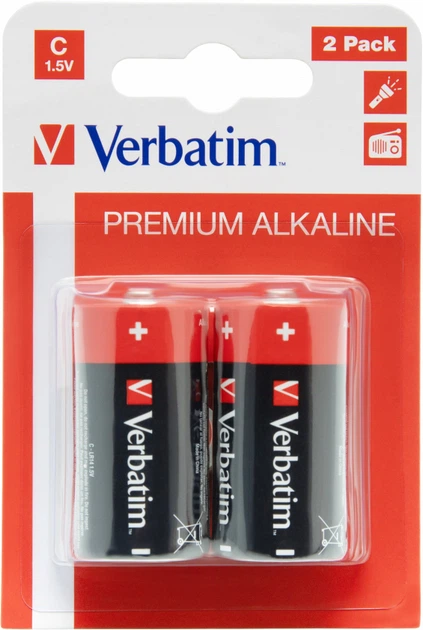 Батарейки Verbatim Premium C (LR14) 2 шт Baby Alkaline (49922) – фото ...