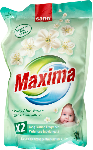 Ополаскиватель для белья Sano Maxima Baby Aloe Vera 1 л сменная ...
