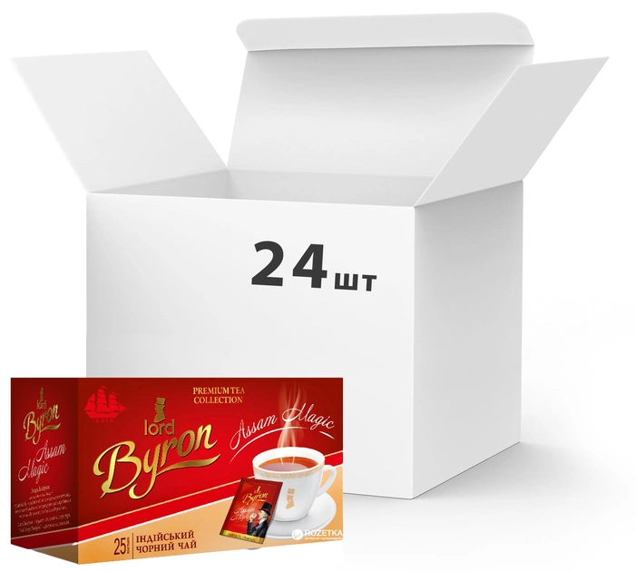 Акция на Упаковка чаю чорного пакетованого Лорд Байрон Ассам 24 шт по 25 пакетиків от Rozetka