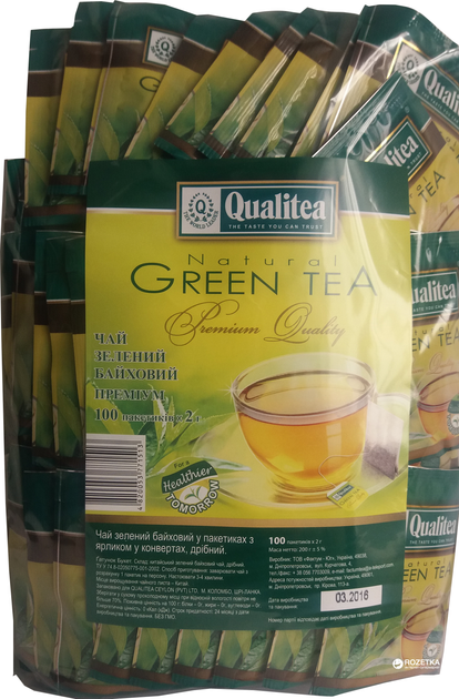 Акція на Чай зелений пакетований Qualitea Сашет 100 пакетиків від Rozetka