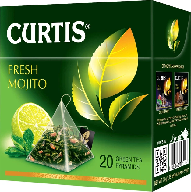 Чай Curtis зеленый Fresh Mojito цитрусовый 20 пакетиков (4823063703116) - Фото 1 Чай Curtis зеленый Fresh Mojito цитрусовый 20 пакетиков (4823063703116) - изображение 1