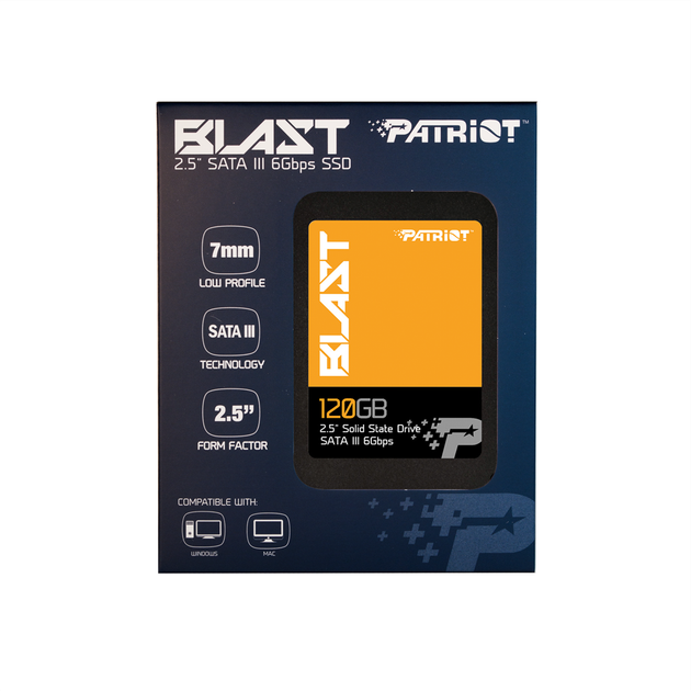 Накопичувач SSD 120GB Patriot Blast 2.5" SATAIII TLC (PBT120GS25SSDR) - Фото 3 Накопичувач SSD 120GB Patriot Blast 2.5" SATAIII TLC (PBT120GS25SSDR) - зображення 3
